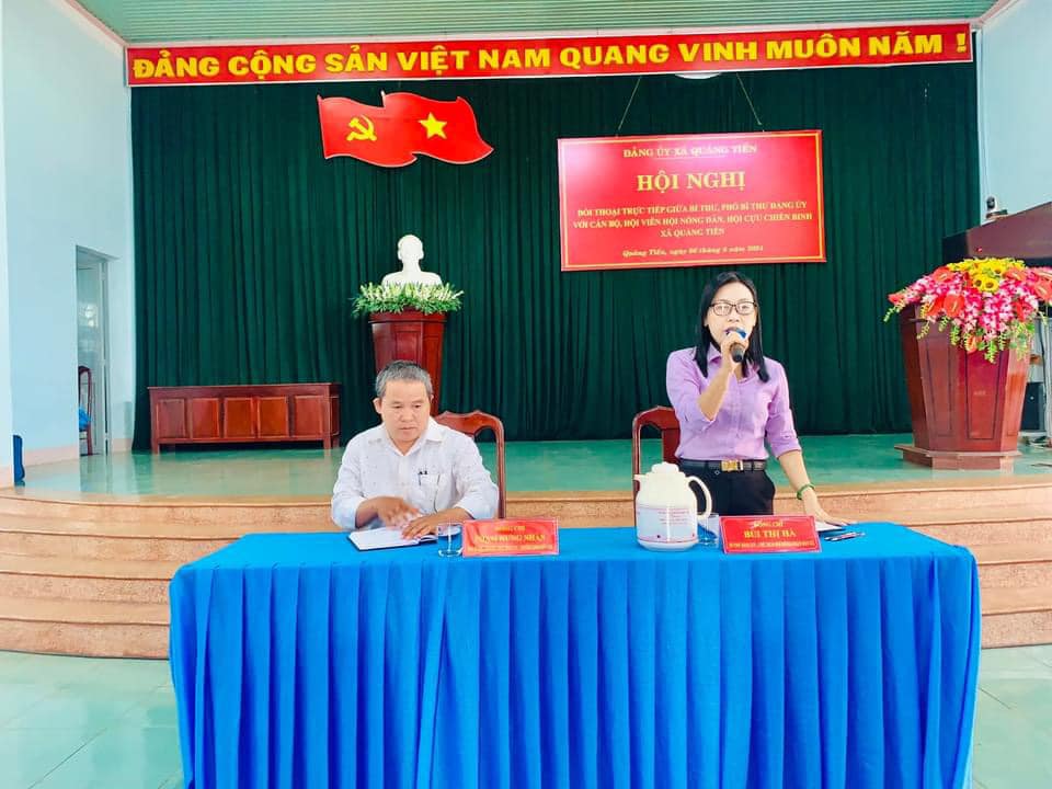 Hội nghị đối thoại trực tiếp giữa Bí thư, Phó Bí thư Đảng ủy với hội viên Hội nông dân và hội viên Cựu chiến binh